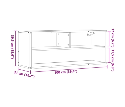 Mueble TV madera ingeniería y metal roble Sonoma 100x31x39,5 cm