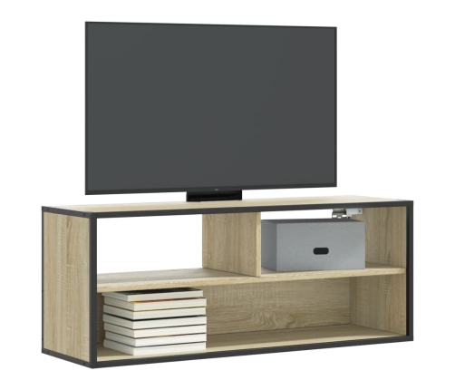 Mueble TV madera ingeniería y metal roble Sonoma 100x31x39,5 cm