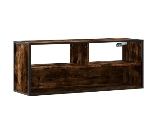 Mueble TV metal y madera contrachapada roble humo 100x31x39,5cm