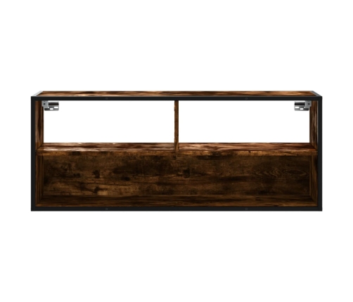 Mueble TV metal y madera contrachapada roble humo 100x31x39,5cm