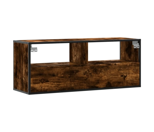 Mueble TV metal y madera contrachapada roble humo 100x31x39,5cm