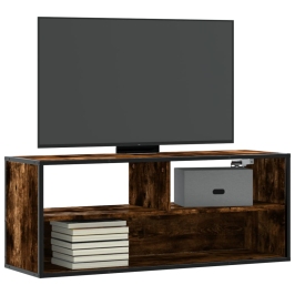 Mueble TV metal y madera contrachapada roble humo 100x31x39,5cm