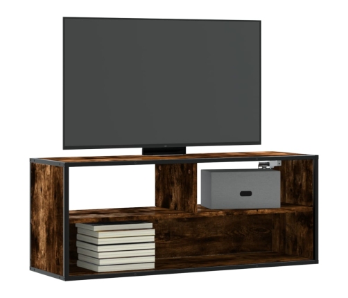 Mueble TV metal y madera contrachapada roble humo 100x31x39,5cm