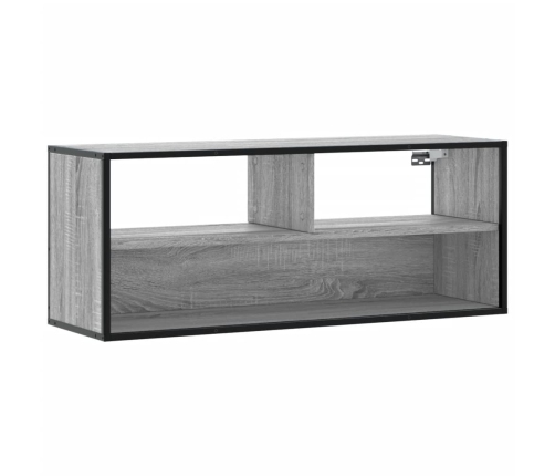 Mueble de TV madera y metal roble ahumado 100x31x39,5 cm