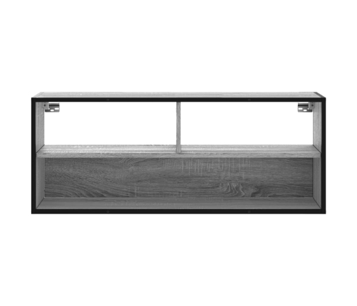 Mueble de TV madera y metal roble ahumado 100x31x39,5 cm