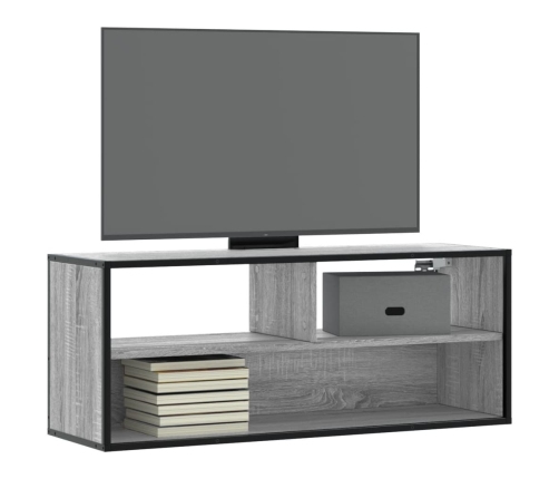 Mueble de TV madera y metal roble ahumado 100x31x39,5 cm