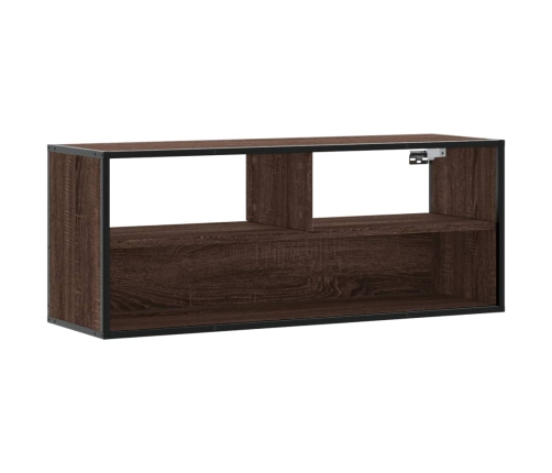 Mueble TV madera ingeniería y metal marrón roble 100x31x39,5 cm