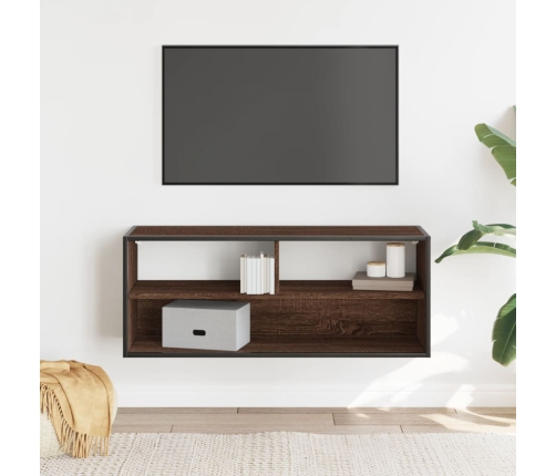 Mueble TV madera ingeniería y metal marrón roble 100x31x39,5 cm