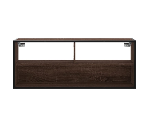 Mueble TV madera ingeniería y metal marrón roble 100x31x39,5 cm