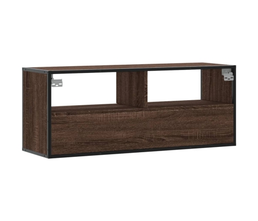 Mueble TV madera ingeniería y metal marrón roble 100x31x39,5 cm