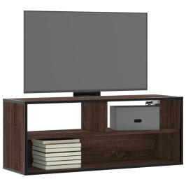 Mueble TV madera ingeniería y metal marrón roble 100x31x39,5 cm