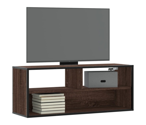 Mueble TV madera ingeniería y metal marrón roble 100x31x39,5 cm