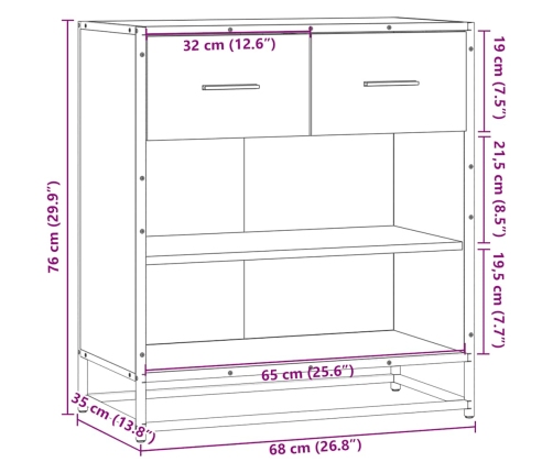 Aparador madera ingeniería roble Sonoma 68x35x76 cm