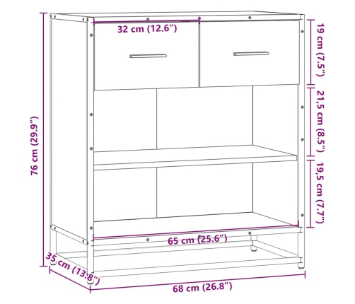 Aparador madera ingeniería gris sonoma 68x35x76 cm