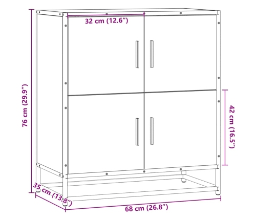 Aparador de madera de ingeniería negro 68x35x76 cm