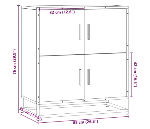 Aparador madera ingeniería roble Sonoma 68x35x76 cm