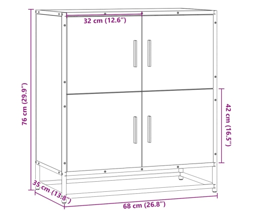 Aparador madera ingeniería roble marrón 68x35x76 cm