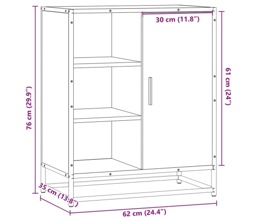 Aparador de madera de ingeniería roble ahumado 62x35x76 cm