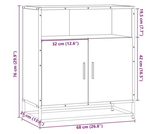 Aparador madera ingeniería roble Sonoma 68x35x76 cm