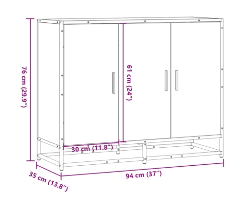 Aparador madera contrachapada marrón roble 94x35x76 cm