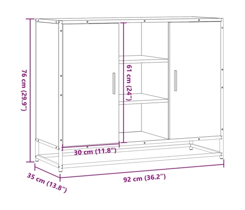 Aparador de madera de ingeniería negro 92x35x76 cm