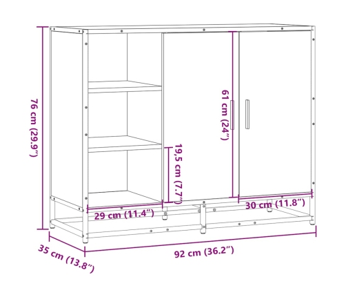 Aparador de madera de ingeniería negro 92x35x76 cm