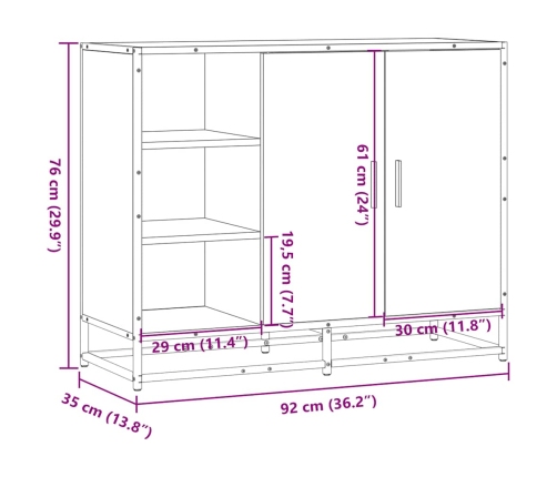 Aparador de madera de ingeniería roble Sonoma 92x35x76 cm