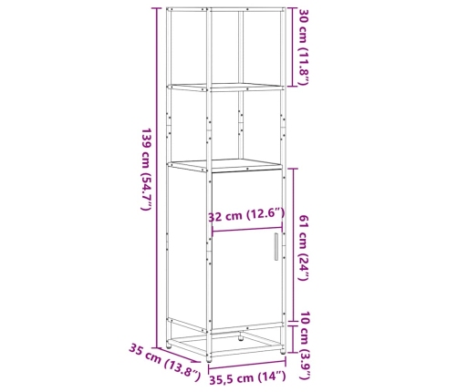 Aparador alto madera ingeniería metal gris sonoma 35,5x35x13 cm