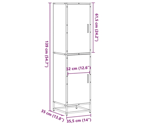 Aparador alto madera ingeniería metal gris sonoma 35,5x35x13 cm