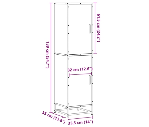 Aparador alto madera ingeniería marrón roble 35,5x35x139cm