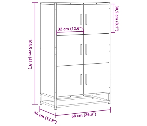 Aparador alto madera de ingeniería y metal Sonoma 68x35x106,5cm