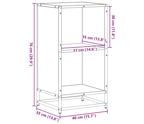 Estantería madera ingeniería negra 40x35x76 cm