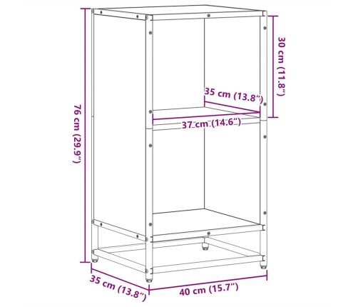 Estantería madera contrachapada color roble 40x35x76 cm