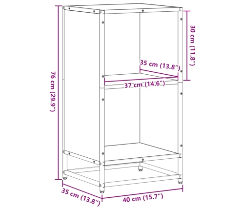 Estantería madera de ingeniería color marrón roble 40x35x76 cm