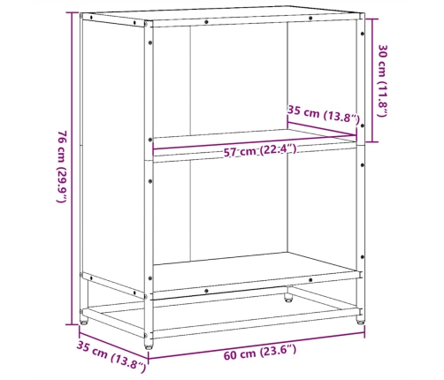 Estantería librería madera ingeniería negra 60x35x76 cm