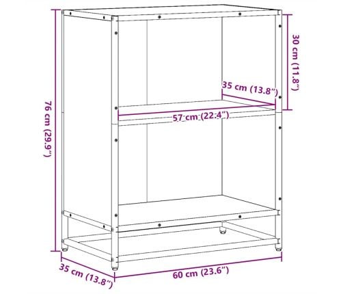 Estantería madera ingeniería color roble ahumado 60x35x76 cm