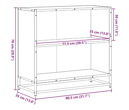 Estantería madera ingeniería color roble ahumado 80,5x35x76 cm