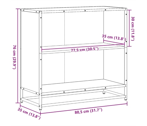 Armario de madera de ingeniería roble oscuro 80,5x35x76 cm