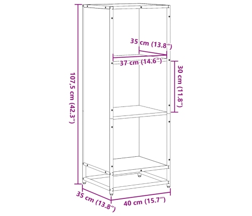 Estantería madera ingeniería negra 40x35x107,5 cm