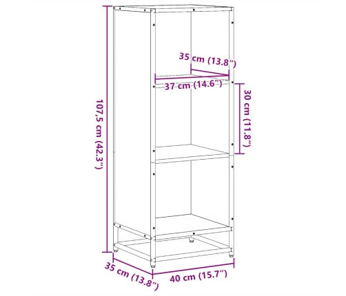 Armario de libros contrachapada color roble 40x35x107,5 cm