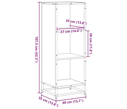 Estantería madera de ingeniería color gris sonoma 40x35x107,5cm