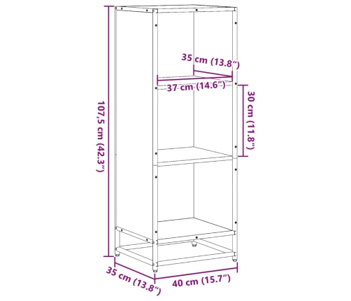 Estantería madera ingeniería roble marrón 40x35x107,5 cm