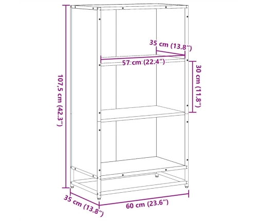 Estantería madera ingeniería negra 60x35x107,5 cm