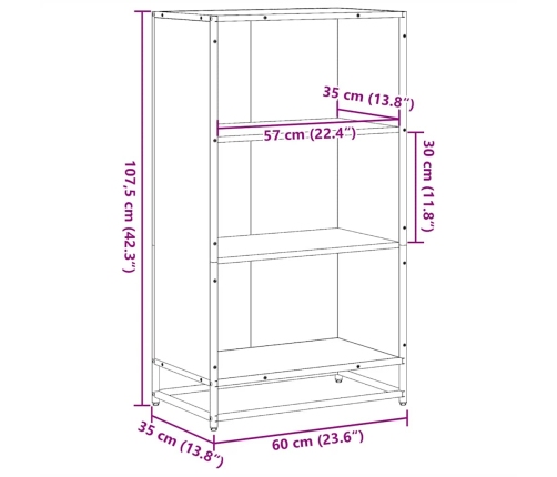 Estantería madera ingeniería color roble ahumado 60x35x107,5 cm