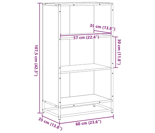 Estantería madera ingeniería roble marrón 60x35x107,5 cm