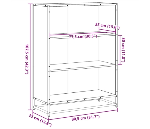 Estantería madera ingeniería negra 80,5x35x107,5 cm