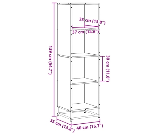 Estantería madera ingeniería negra 40x35x139 cm