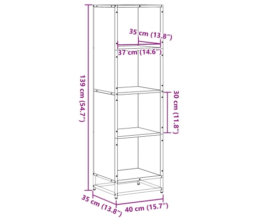 Estantería madera ingeniería gris sonoma 40x35x139 cm