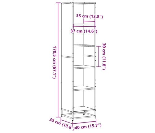 Estantería madera ingeniería gris sonoma 40x35x170,5 cm