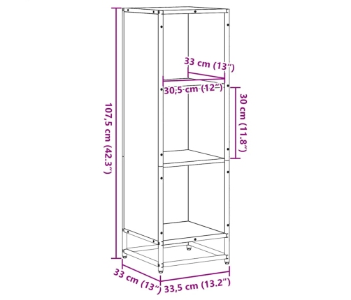 Estantería librería madera ingeniería negra 33,5x33x107,5 cm